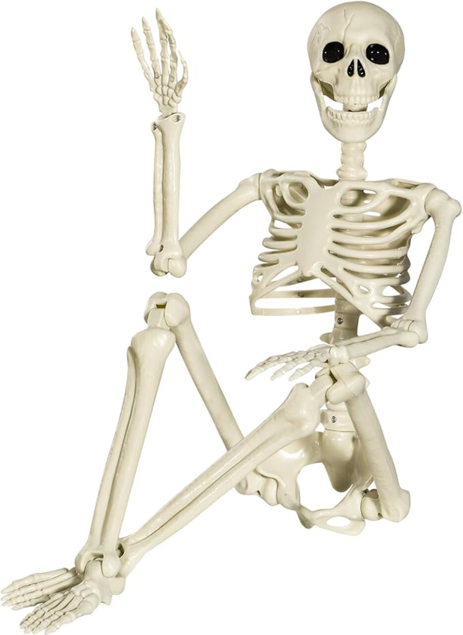 Halloween Skeleton Full Body Posable Joints , 3ft Human Skeleton Decorations for Party Haunted House Supplies (1pc)